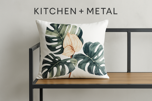 Kitchen + Metal Tropical Pillow - Industrial Chic Styling
