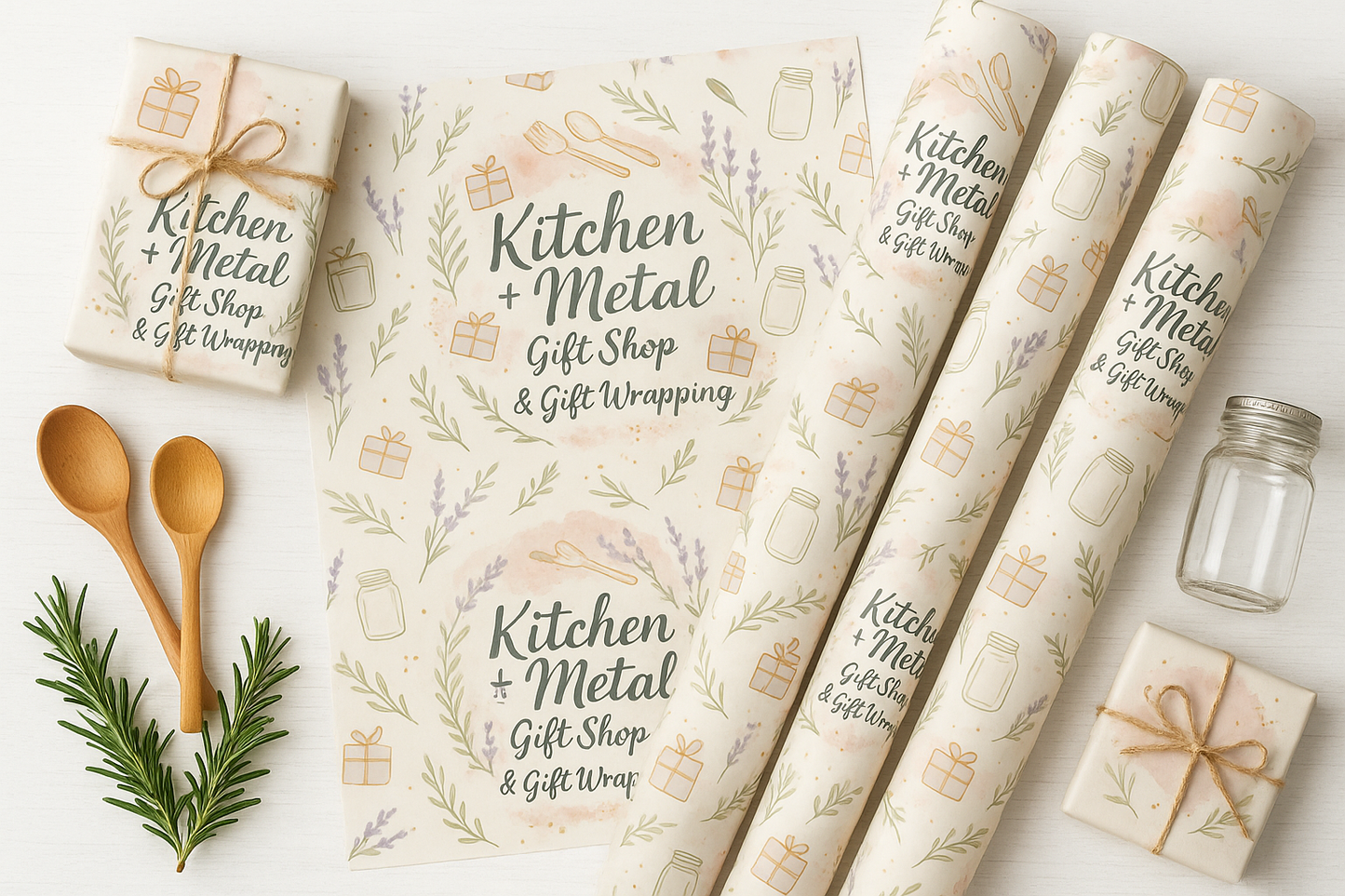 Kitchen + Metal Whimsical Watercolor Wrapping Paper Product