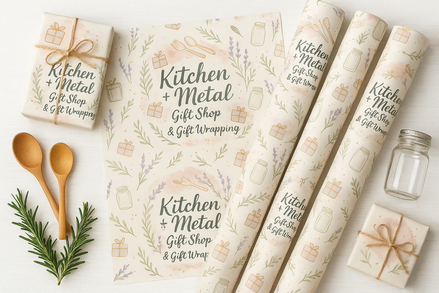 Kitchen + Metal Whimsical Watercolor Wrapping Paper Product