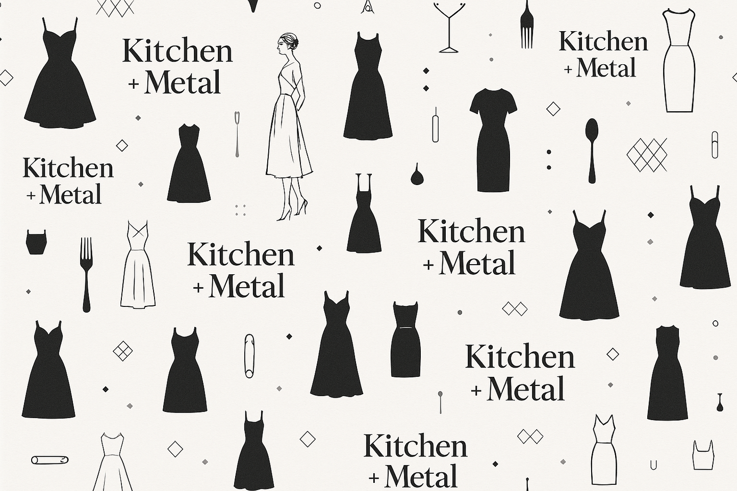 Kitchen + Metal Minimalist Black Dress Wrapping Paper | Gift Shop & Gift Wrapping | Kitchen + Metal