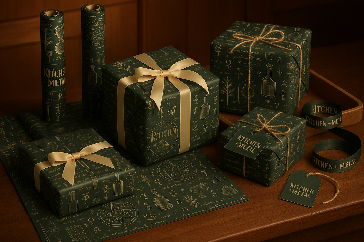 Kitchen + Metal Wrapping Paper Display Mockup