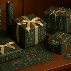 Kitchen + Metal Mystical Wrapping Paper with grid | Gift Shop & Gift Wrapping | Kitchen + Metal