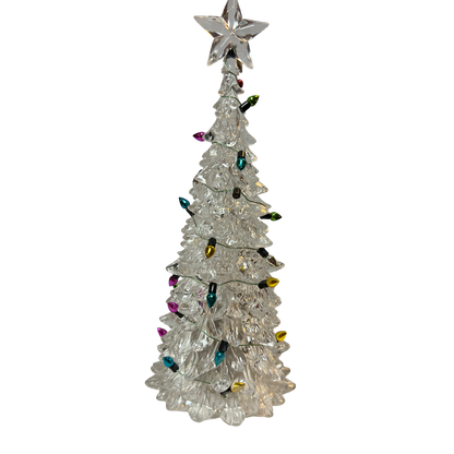 8 Inch Lighted Acrylic Christmas Tree - Clear