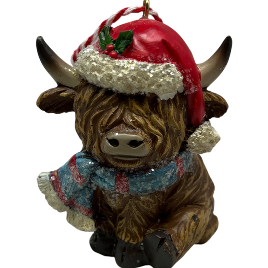 Festive Fiona Highland Cow Christmas Ornament