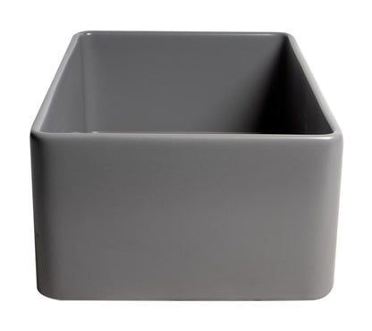 ALFI brand ABF3318S Smooth Apron 33" x 18" Single Bowl Fireclay Farm Sink