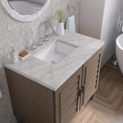 Portland 36" Single Vanity Cabinet, Whitewashed Walnut