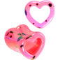 Black Speckled Pink Acrylic Heart Saddle Plug Set 4mm to 20mm