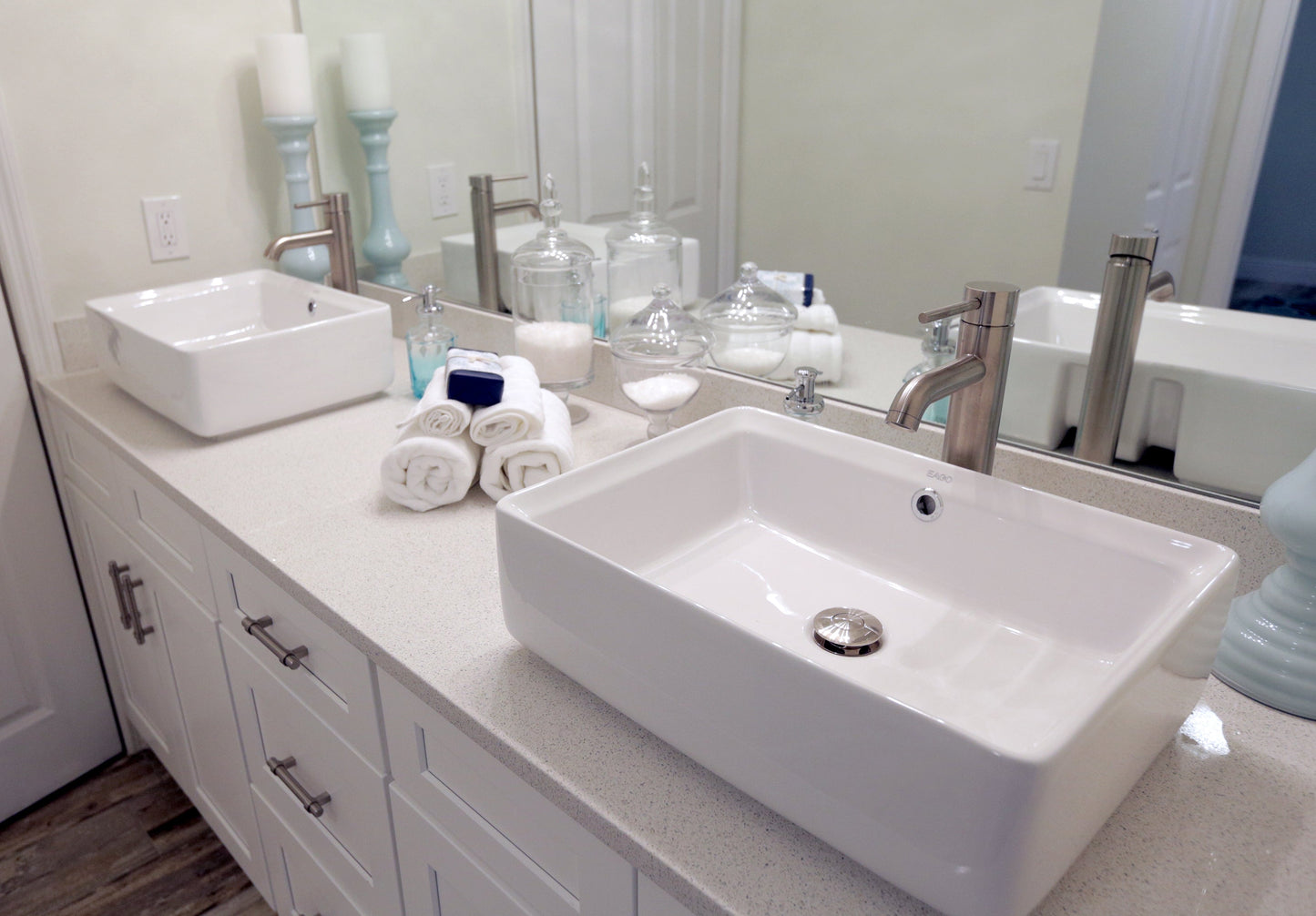 EAGO BA131  20" RECTANGULAR CERAMIC ABOVE MOUNT BASIN VESSEL SINK