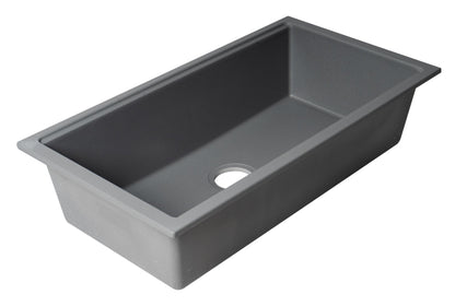 ALFI brand AB3418SBUM 33" Granite Composite Workstation Step Rim Single Bowl Undermount Sink with Accessories