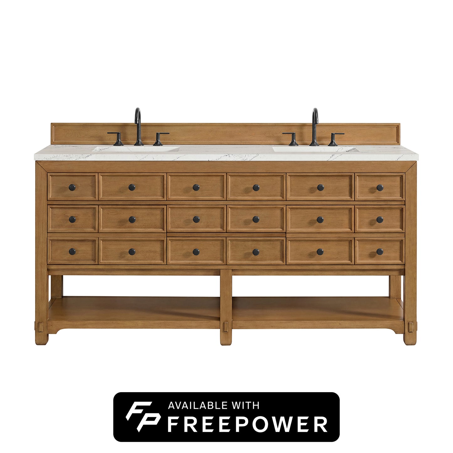 Malibu 72" Double Vanity Cabinet, Amber Birch