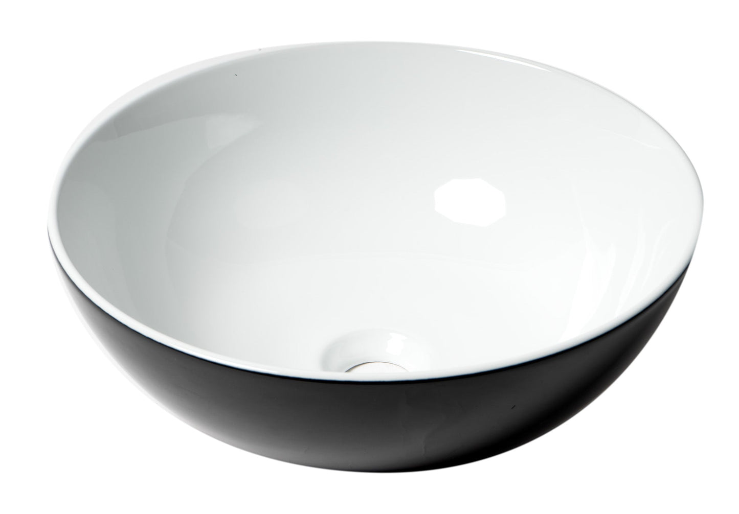 ALFI brand  ABC906 Black & White 15" Round Vessel Above Mount Ceramic Sink
