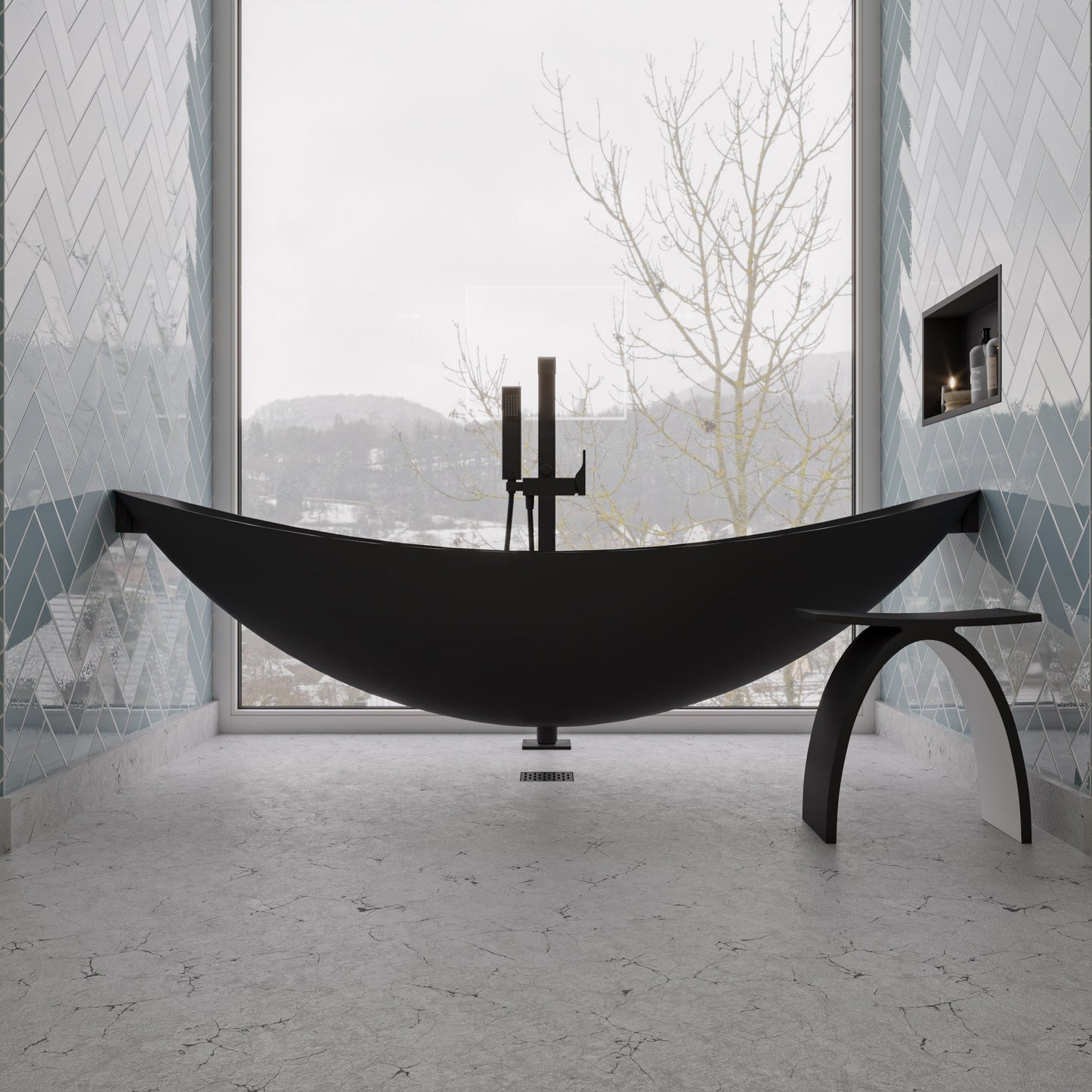ALFI brand HammockTub1 HammockTub1 79" Acrylic Suspended Wall Mounted Hammock Bathtub