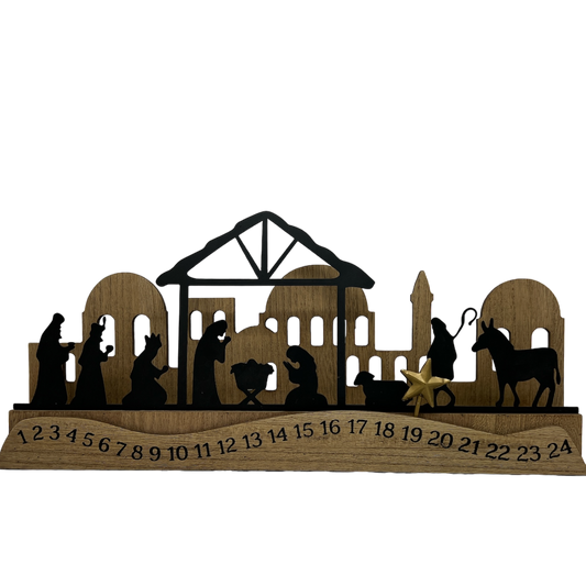 Wood Nativity Design Christmas Advent Calendar