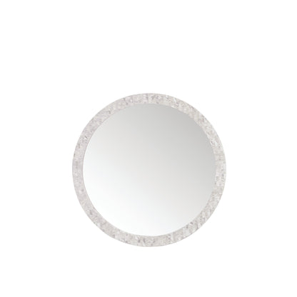 Callie 30" Round Mirror, White Mother of Pearl