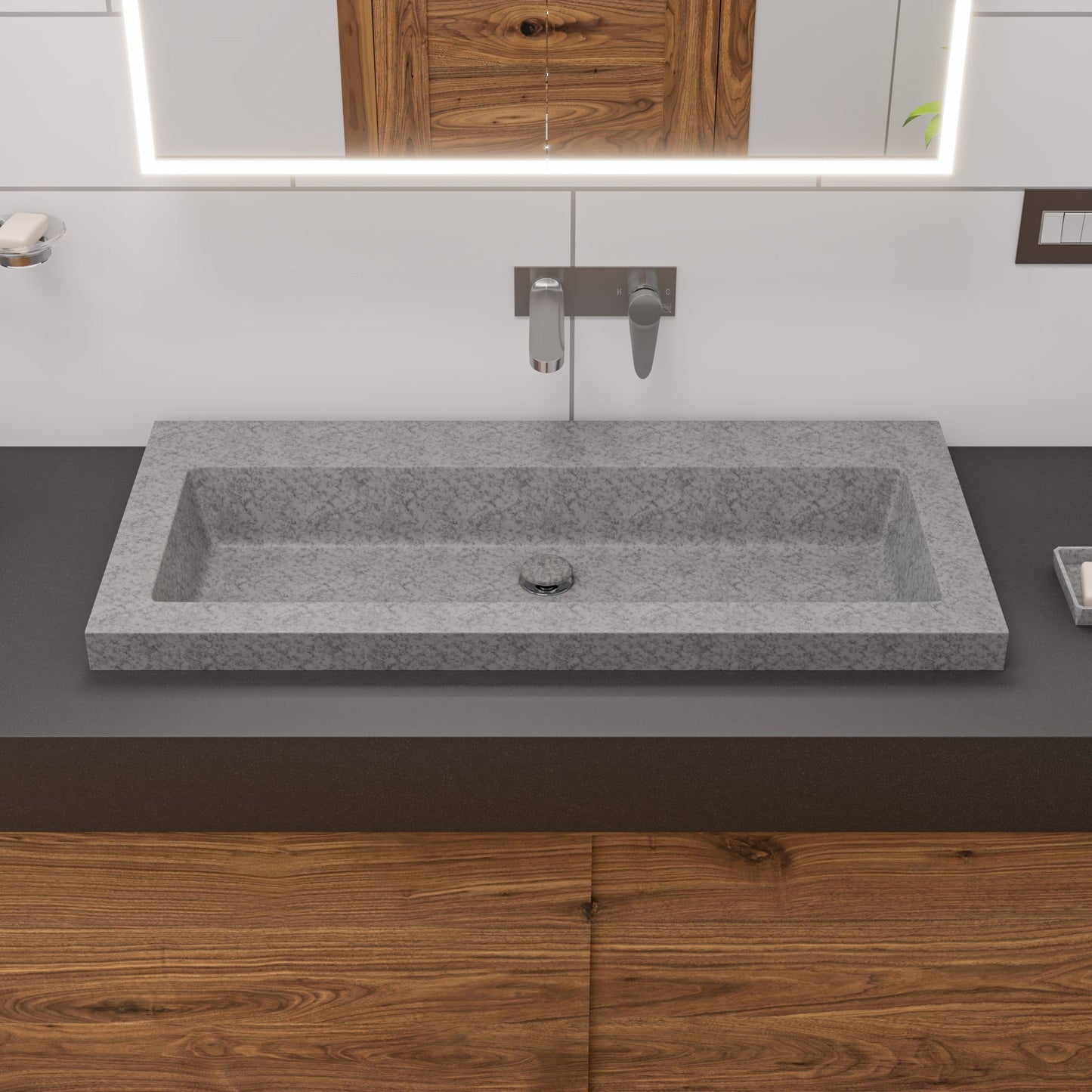 ALFI brand  ABCO40TR 40" Solid Concrete Gray Matte Trough Sink for the Bathroom