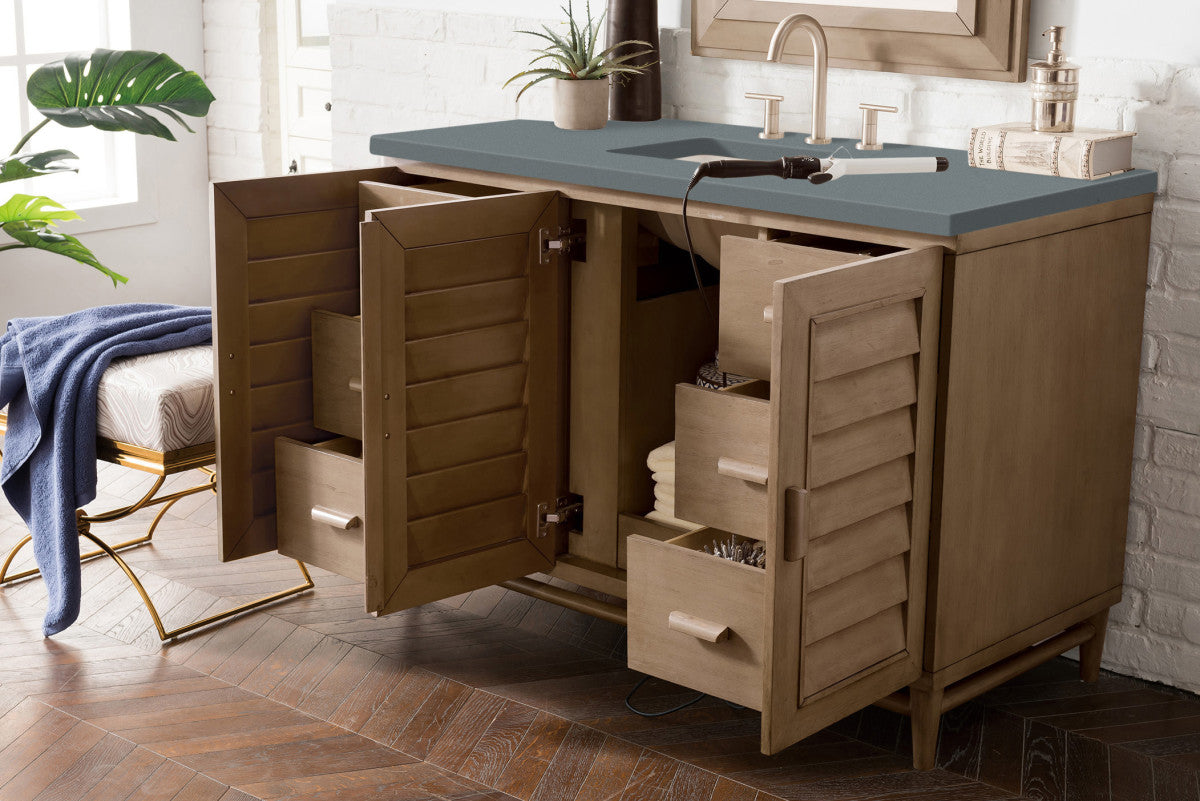 Portland 48" Single Vanity Cabinet, Whitewashed Walnut