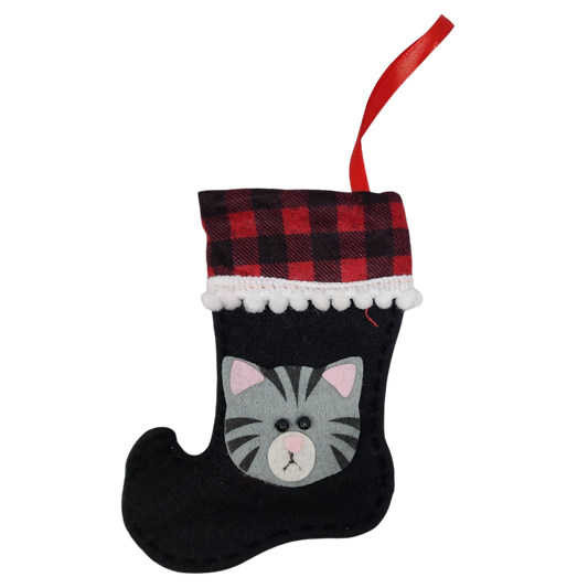 Kitty Mini Stocking Ornament - Tabby