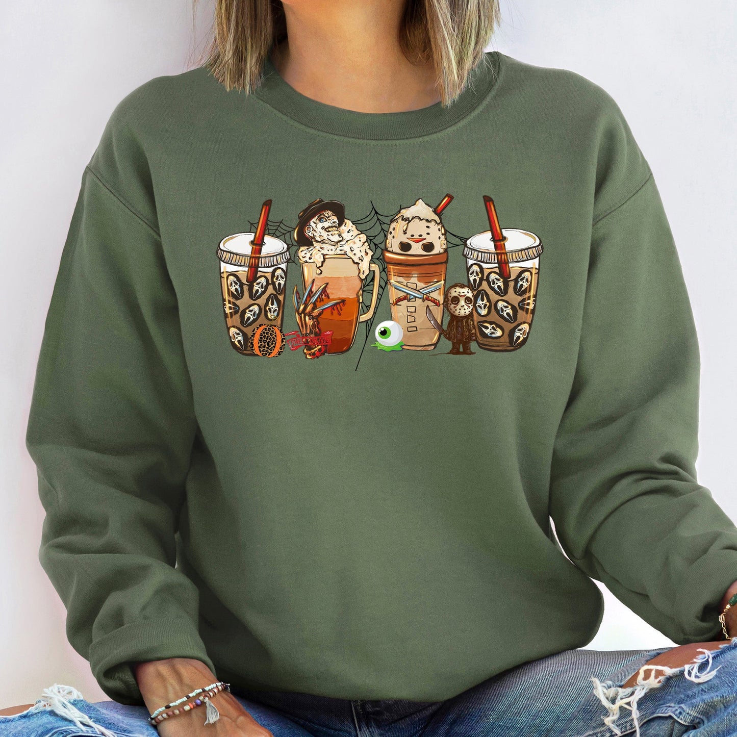 Horror Coffee Vintage Halloween Sweatshirt