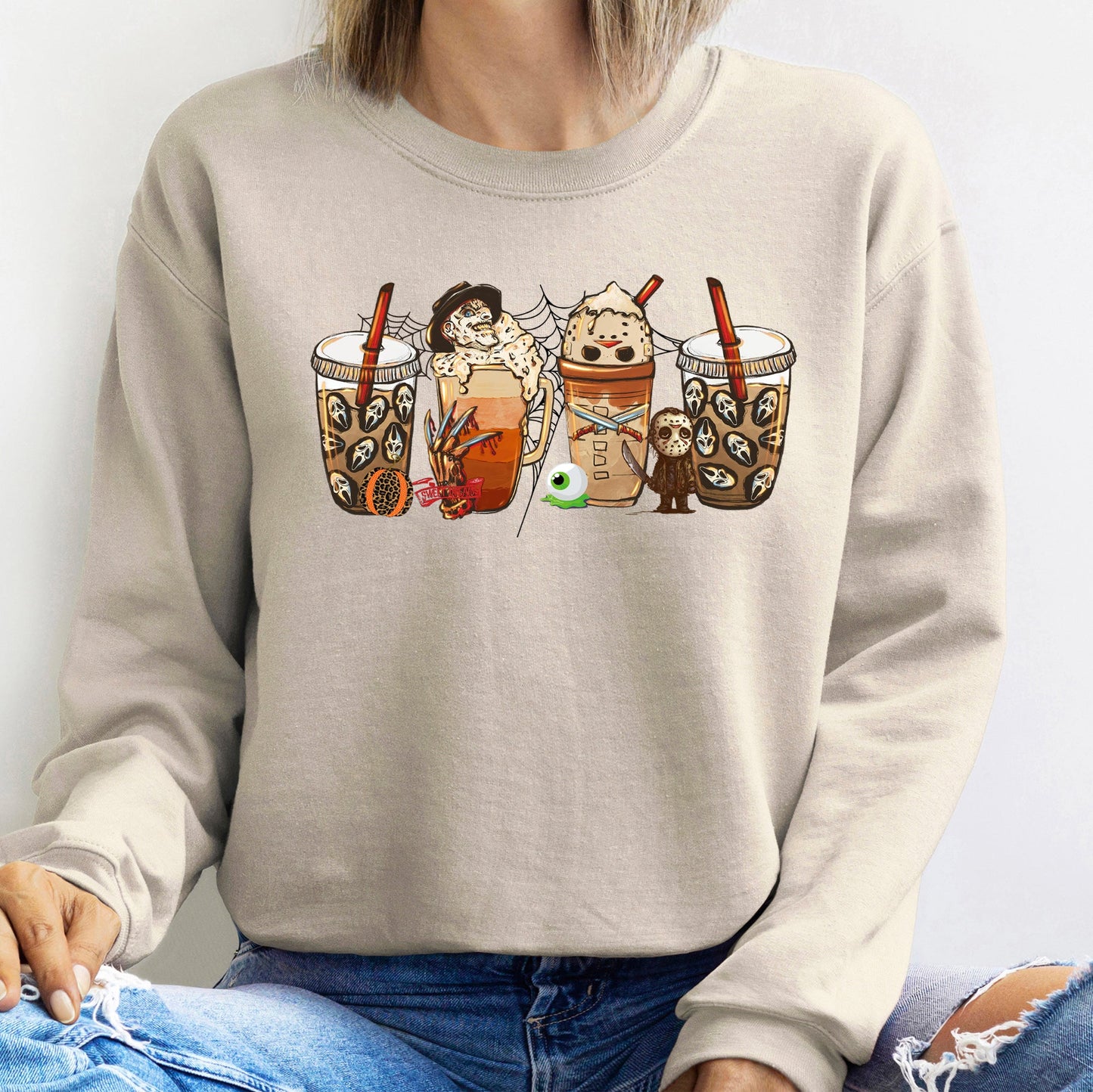 Horror Coffee Vintage Halloween Sweatshirt