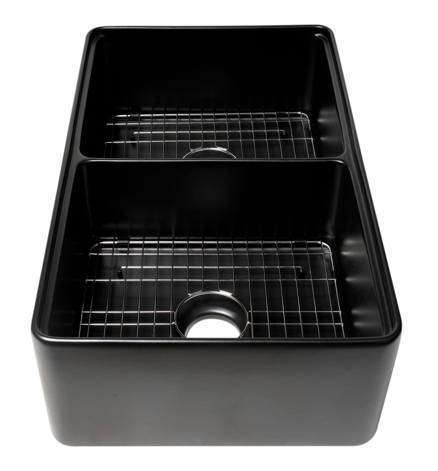 ALFI brand ABFS3320D Workstation 33" x 20" Double Bowl Step Rim Fireclay Farm Sink with Accessories