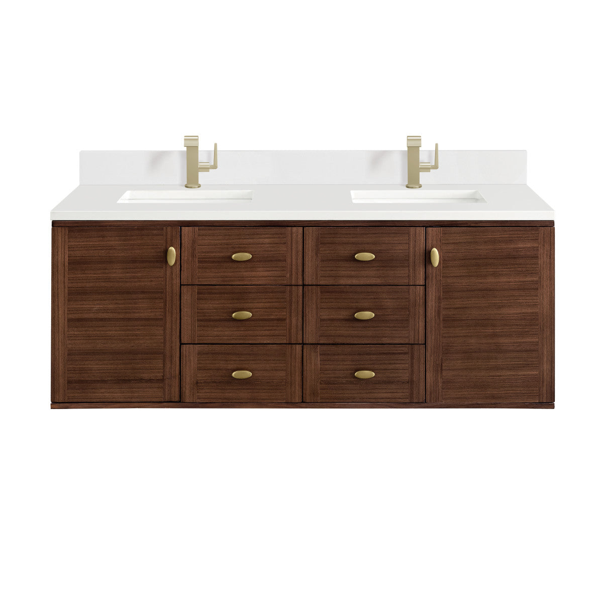 Amberly 60" Double Vanity Cabinet, Mid-Century Walnut