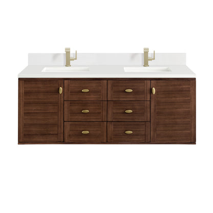 Amberly 60" Double Vanity Cabinet, Mid-Century Walnut