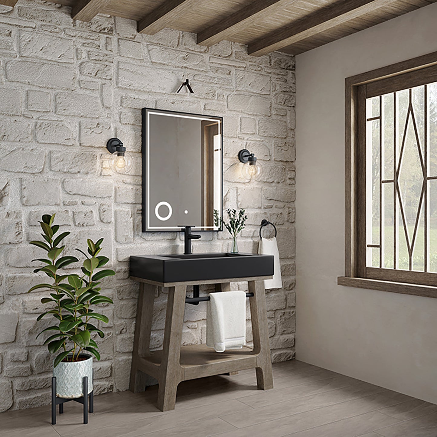 Auburn 31.5" Single Sink Console, Weathered Timber