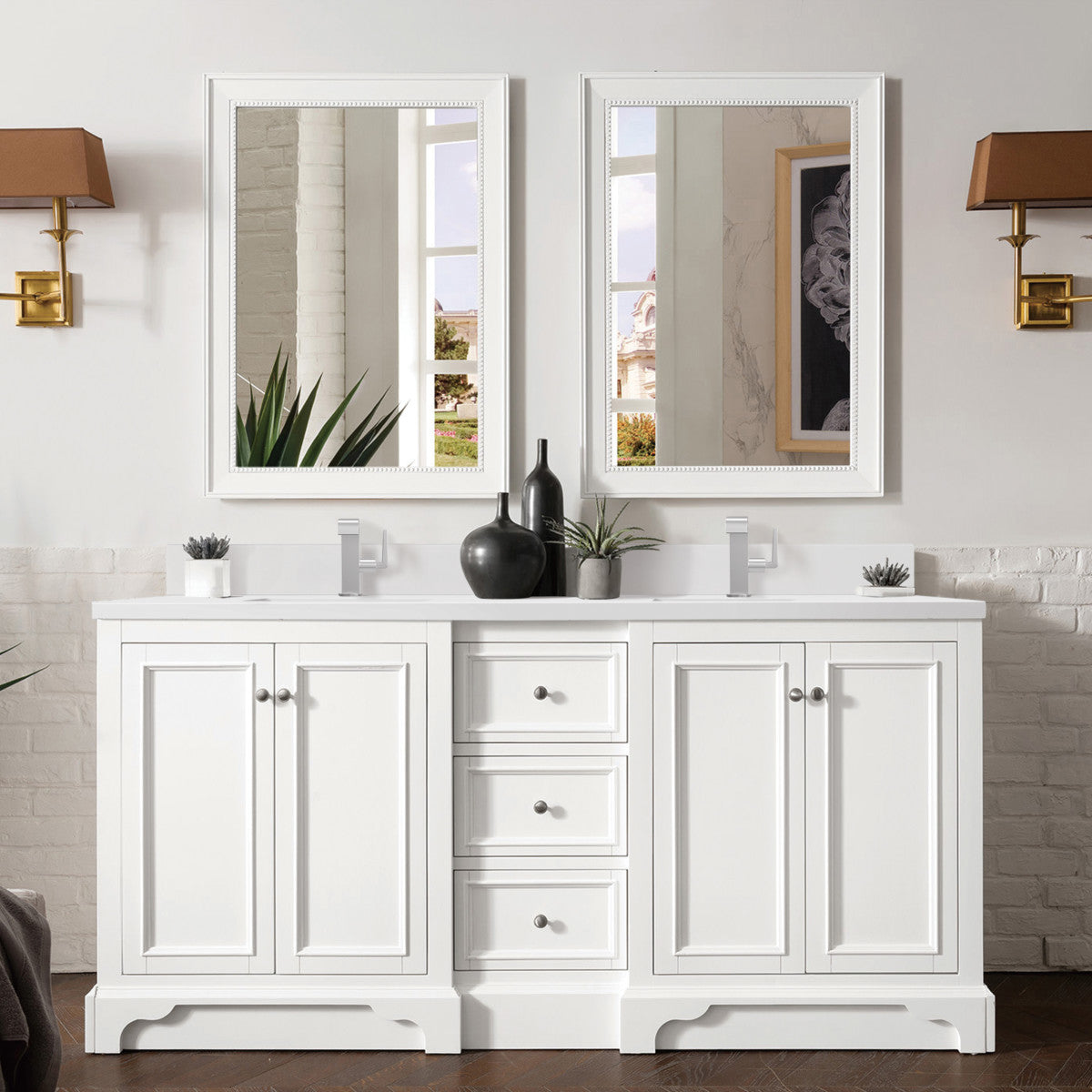 De Soto 72" Double Vanity Cabinet, Bright White
