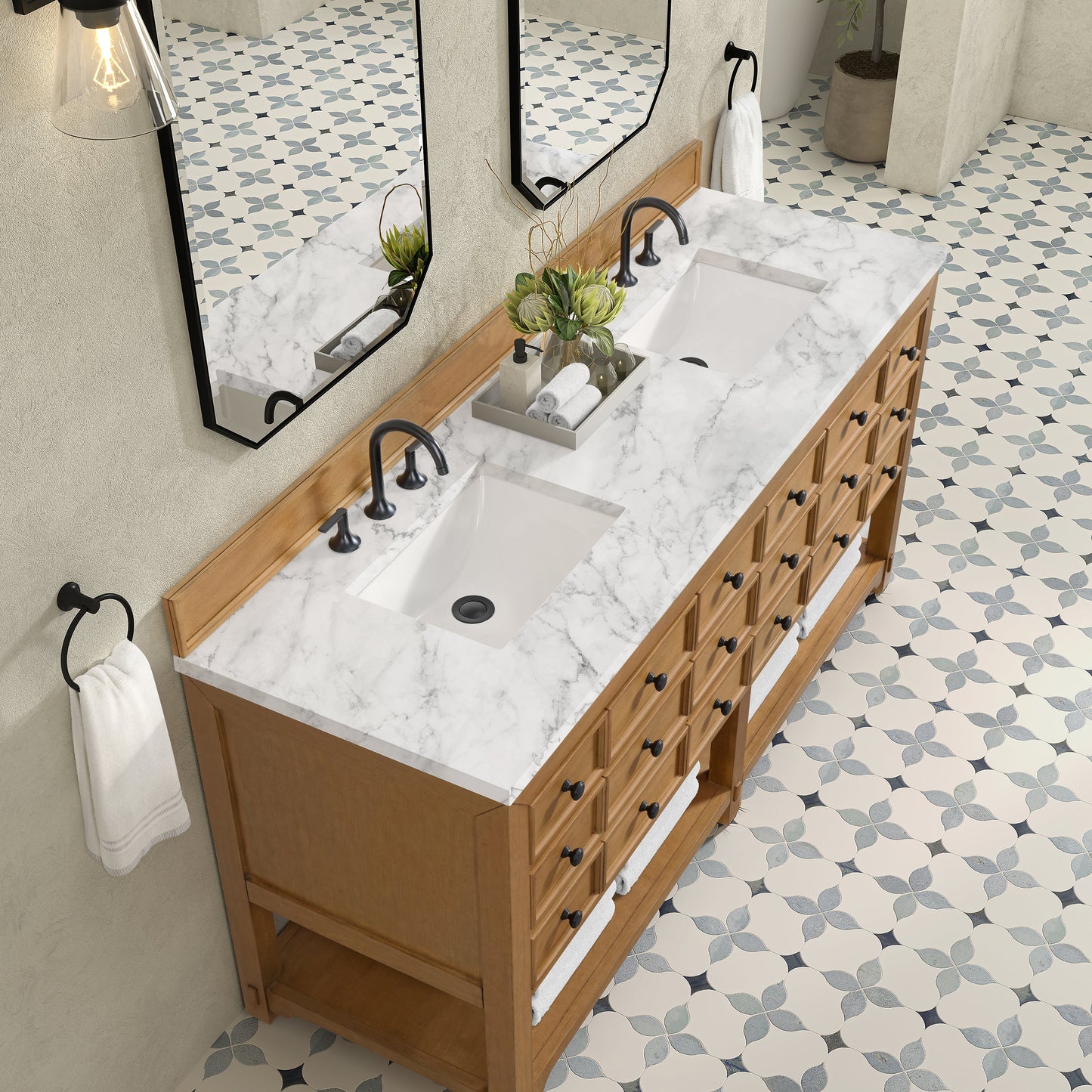 Malibu 72" Double Vanity Cabinet, Amber Birch