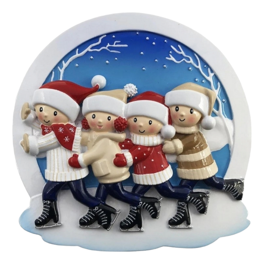 Ice Skating Family of 4 Ornament