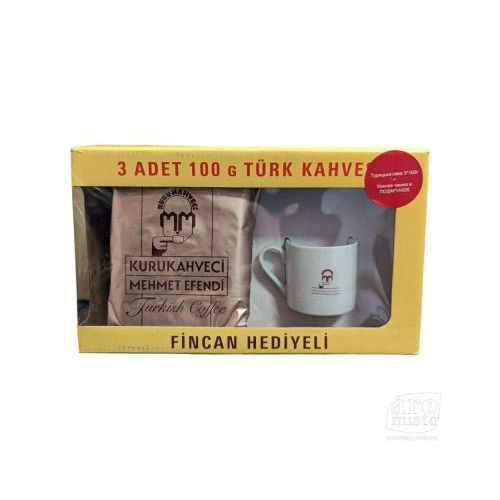 Turkish Coffee Gift Set - Kurukahveci Mehmet Efendi Ground Coffee with Brand Cup