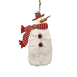 Wood and Fur Snowman Ornament - Red Scarf and Bowler Hat