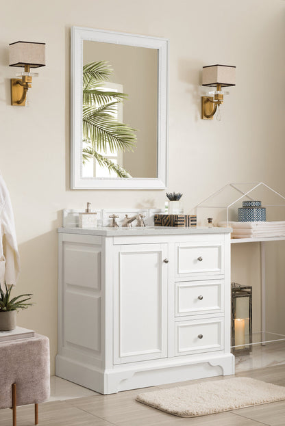 De Soto 36" Single Vanity Cabinet, Bright White