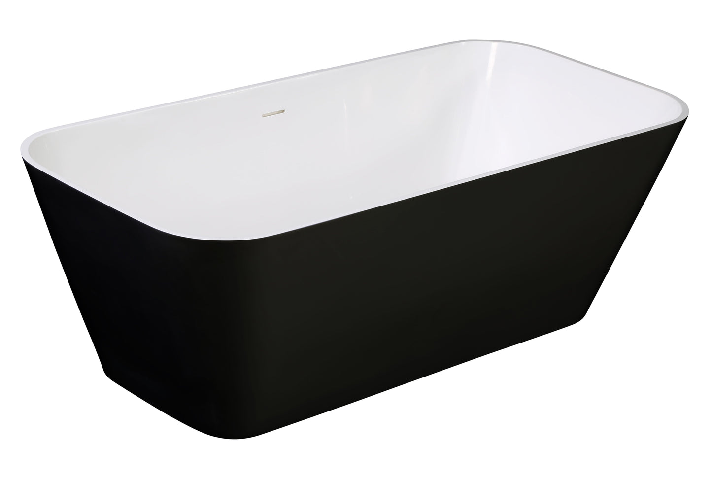 ALFI brand  AB9952BM 67" Black & White Matte Rectangular Solid Surface Resin Soaking Bathtub