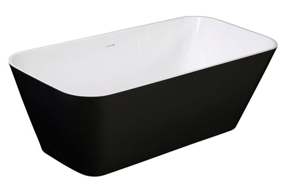 ALFI brand  AB9952BM 67" Black & White Matte Rectangular Solid Surface Resin Soaking Bathtub
