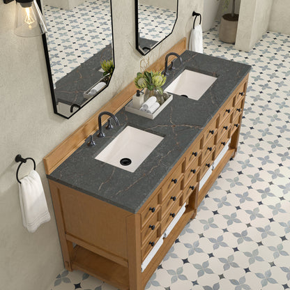 Malibu 72" Double Vanity Cabinet, Amber Birch