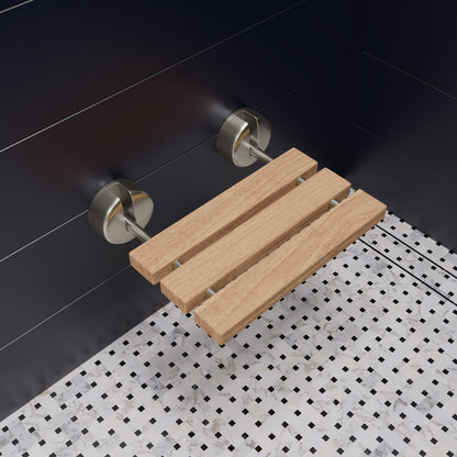ALFI brand ABS16R 16" Wide Foldable Teak Shower Seat with Round Hardware