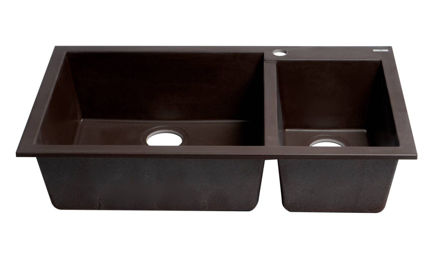 ALFI brand AB3319DI 34" Double Bowl Drop In Granite Composite Kitchen Sink