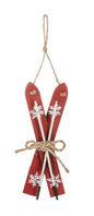 Rustic Crossed Ski Ornament - Red Skis