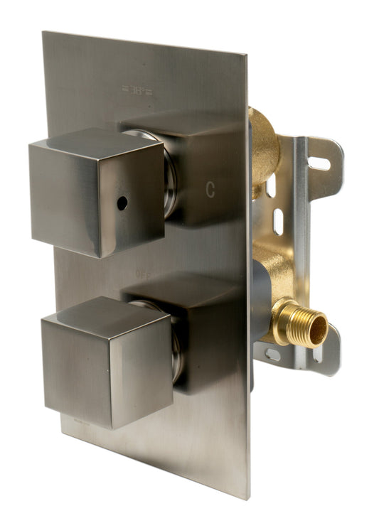 ALFI brand AB2601 Square Knob 1 Way Thermostatic Shower Mixer