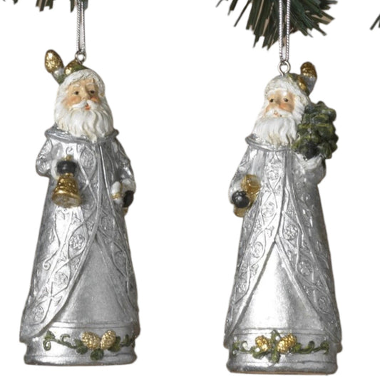 Silver Vintage Santa Ornament -