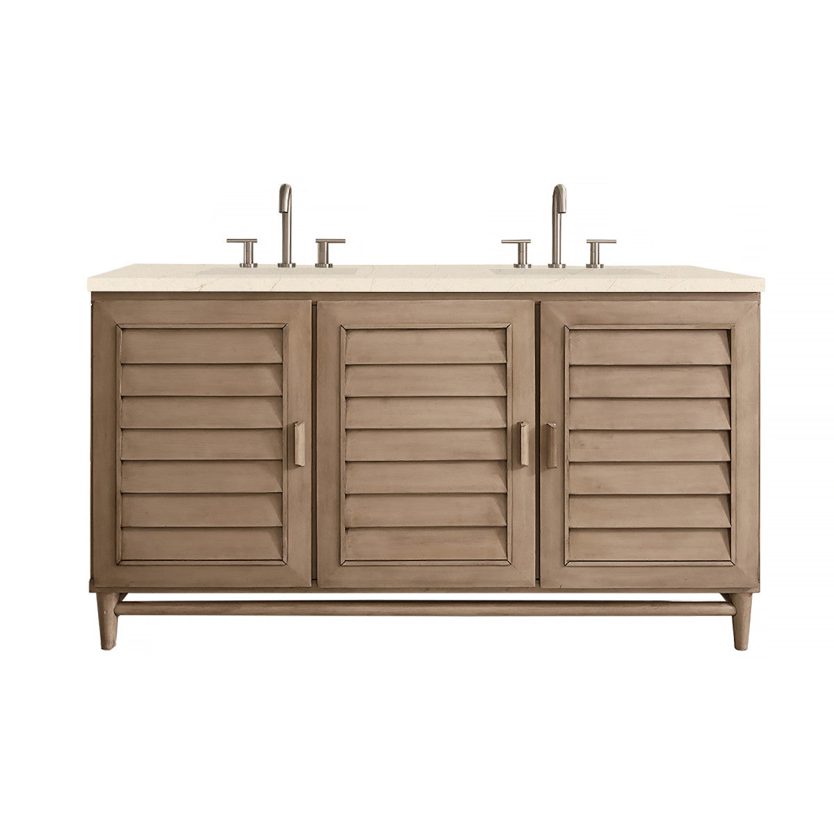 Portland 60" Double Vanity Cabinet, Whitewashed Walnut
