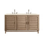 Portland 60" Double Vanity Cabinet, Whitewashed Walnut