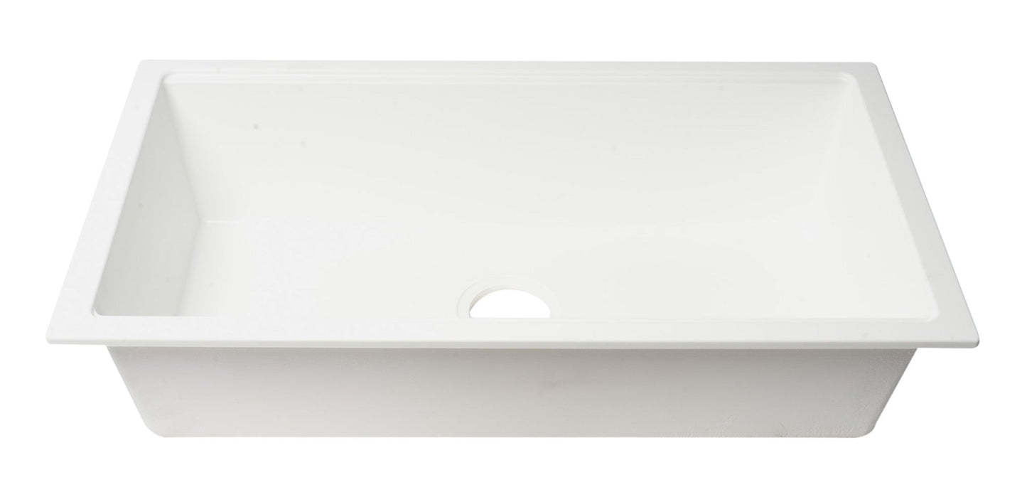 ALFI brand AB3418SBUM 33" Granite Composite Workstation Step Rim Single Bowl Undermount Sink with Accessories