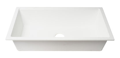 ALFI brand AB3418SBUM 33" Granite Composite Workstation Step Rim Single Bowl Undermount Sink with Accessories