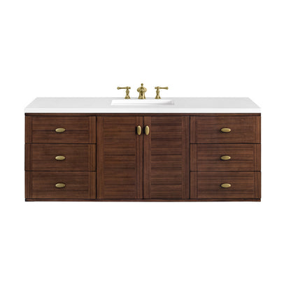 Amberly 60" Single Vanity Cabinet, Mid-Century Walnut