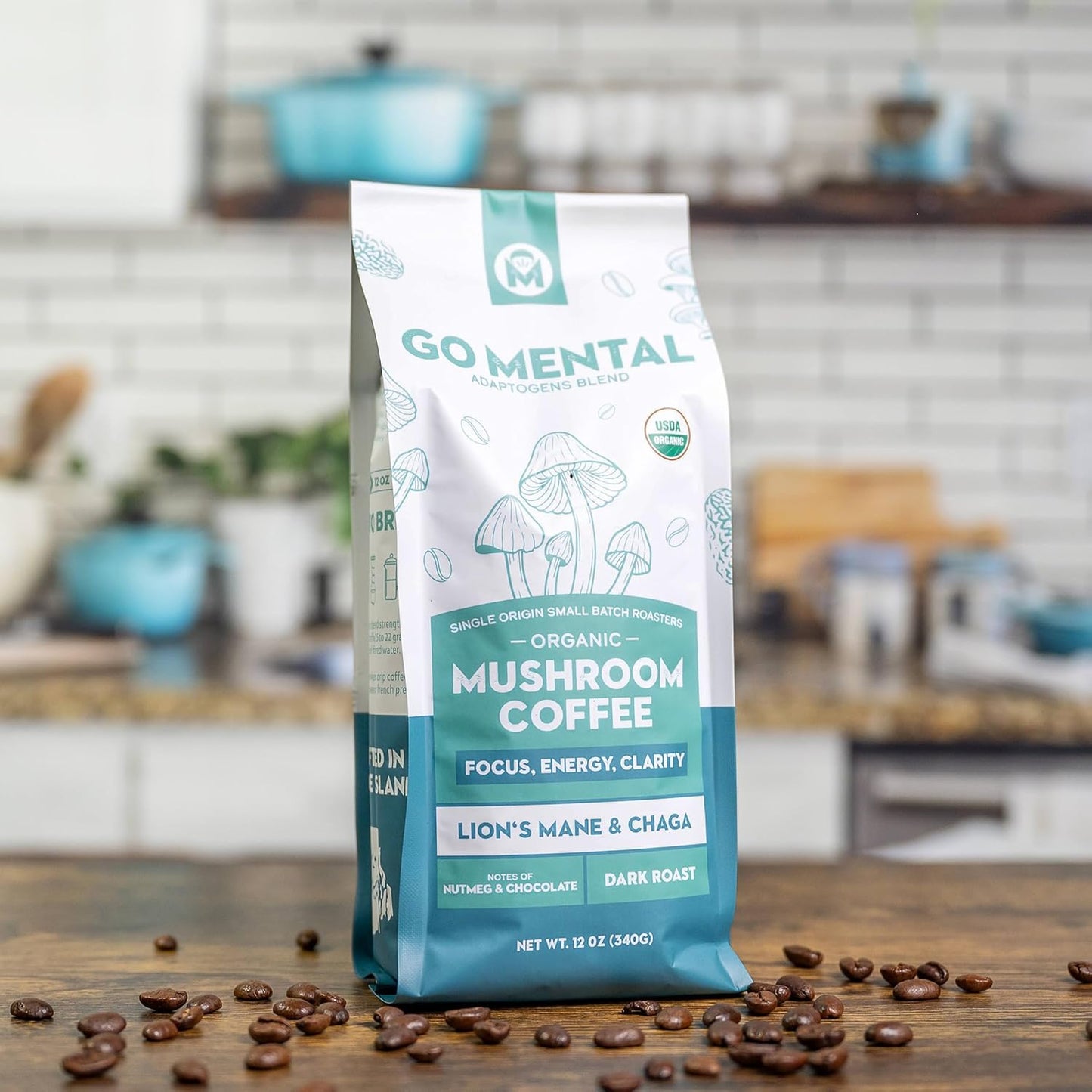 Organic Lion's Mane and Chaga Mushroom Coffee Dark Roast