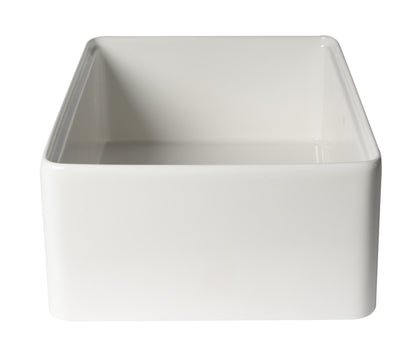 ALFI brand ABFS3020 Workstation 30" x 20" Single Bowl Step Rim Fireclay Farm Sink with Accessories