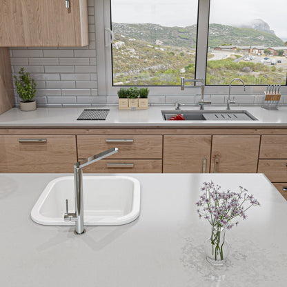 ALFI brand AB3418DBUM 33" Granite Composite Workstation Step Rim Double Bowl Undermount Sink with Accessories