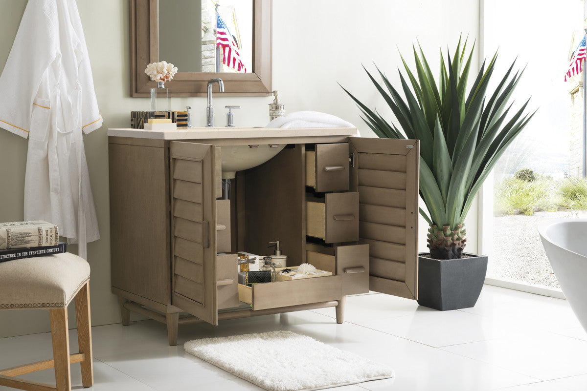 Portland 36" Single Vanity Cabinet, Whitewashed Walnut